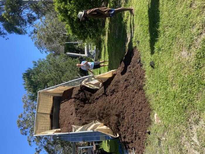 A delivered load of compost at the Drake property